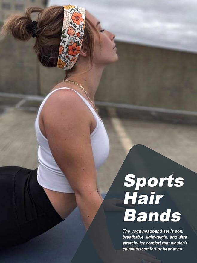 DRESHOW 8 Pack Sports Headbands for Women Non-Slip Stretchy Fashion Hairband Curly Hair Headband Soft Hair Accessories for Daily Wear Workout Yoga Running