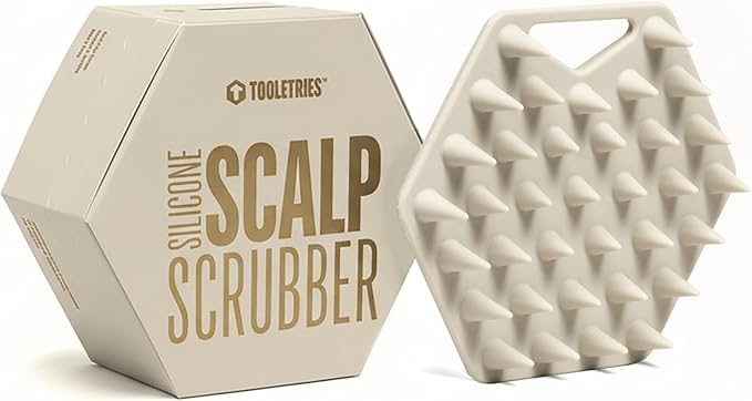 TOOLETRIES Scalp Scrubber - Silicone Exfoliating Hair Scrubber for Men, Bath & Shower Accessories - Durable Scalp Massager that Boosts Circulations & Strengthens Hair - Sand
