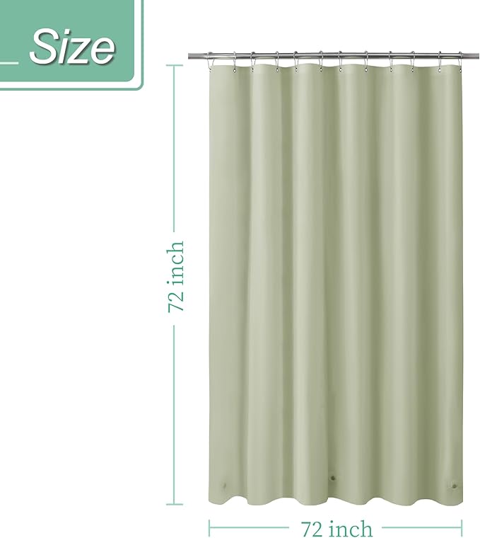 Mrs Awesome Sage Shower Curtain Liner with 3 Magnets, 72x72 Premium Flexible Sturdy Plastic Shower Curtain for Bathroom Lightweight & Waterproof, Desert Sage