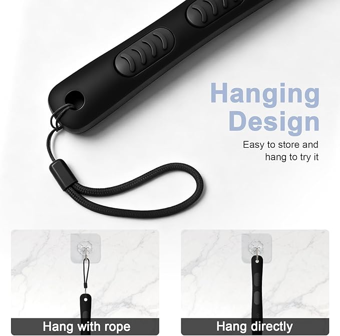 Back Scrubber for Shower with Long Handle, Exfoliating Bath Brush for Body - Double Sided Bristles (Stiff & Soft), Anti-Slip Grip, Lightweight - Gift for Seniors, Includes Lanyard & Hook,Black