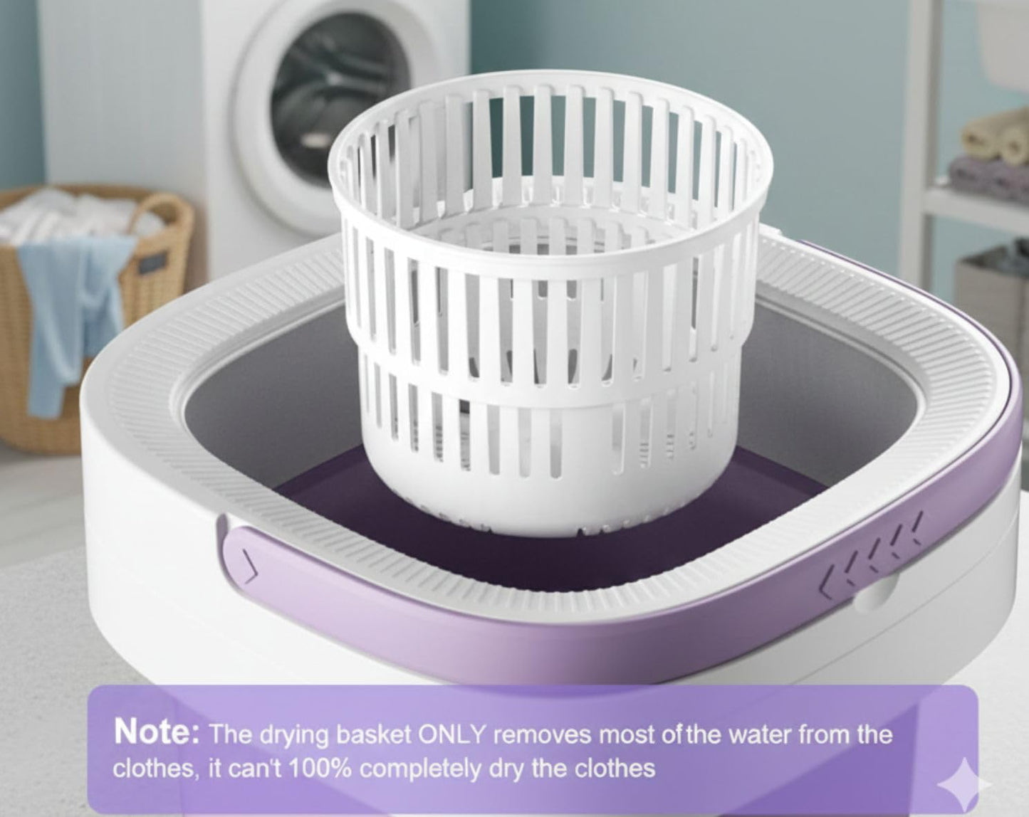 Portable Electric Foldable Mini Washing Machine 16L – Touch Digital Control for Baby Clothes, Underwear, Camping, RV – Spin Function – Purple