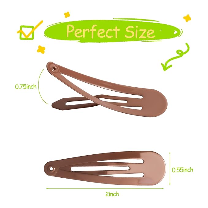 120 Pack 6 Color Snap Hair Clips | Non-Slip Snap Clips for Women & Girls | Durable Hairpins for Thick Hair, Updos, Braids & Buns | Secure Hold, Snag-Free Design
