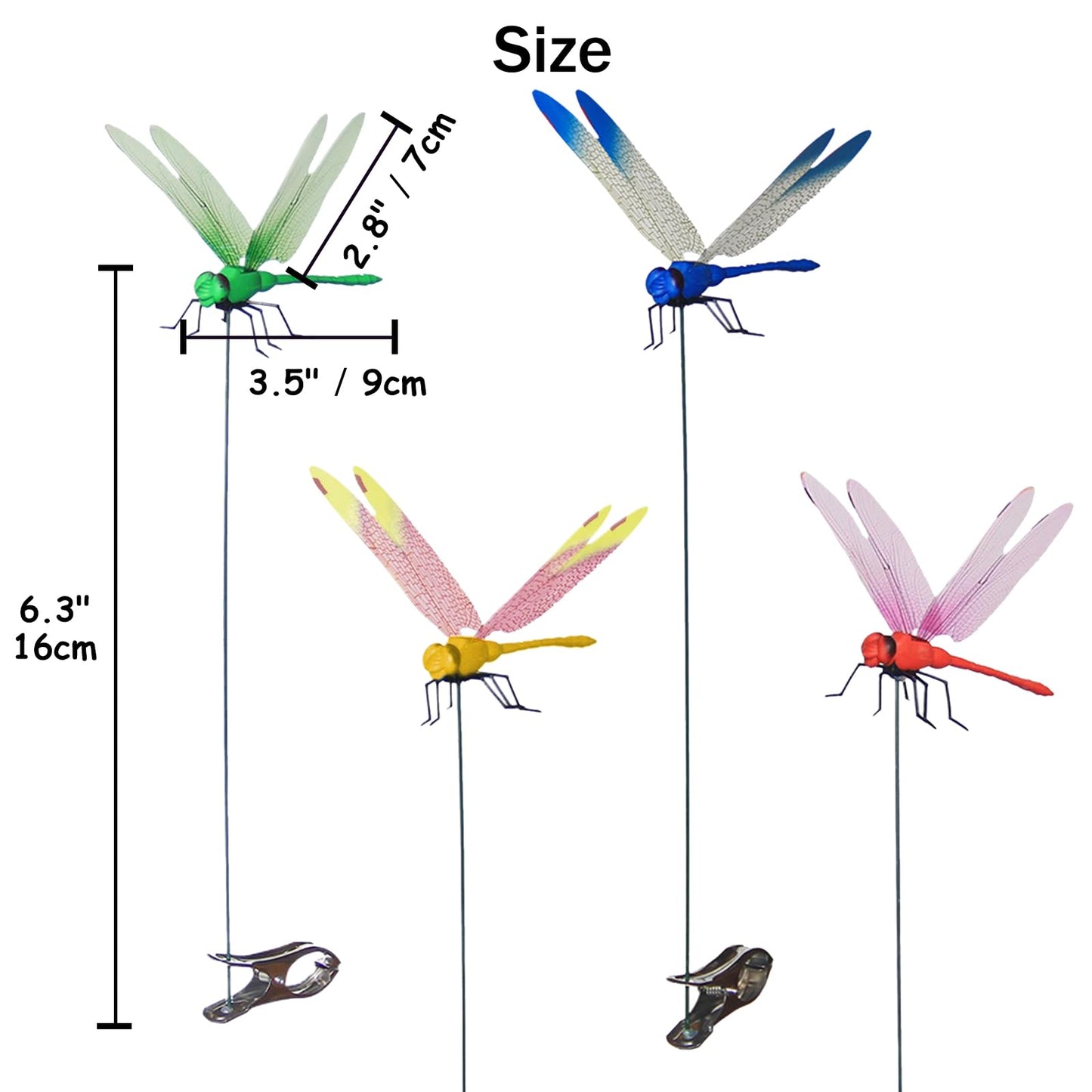 Kleeblatt Dragonfly Clip 12pcs - DIY Dragon Fly Clips, Hair Accessories, Garden Decor, and Outdoor Decorative Stakes - Ideal for Garden & Patio Enhancement(in Boxs)