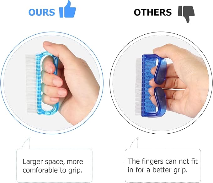 Handle Grip Cleaning Nail Brush, Larbois Nail Brushes Hand Fingernail Brush Cleaner Scrubbing Kit Pedicure for Toes and Nails Men Women (Color-3)