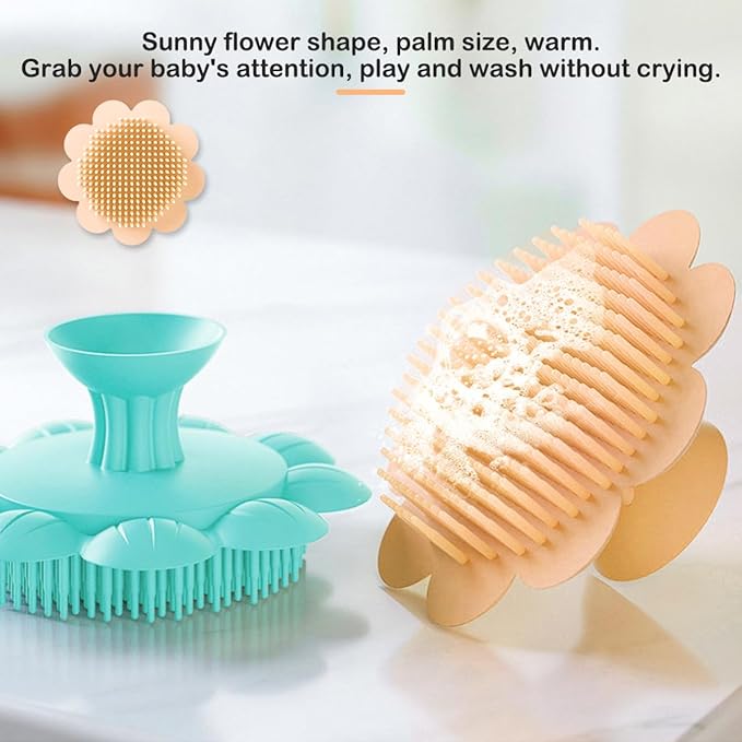 Baby Bath Silicone Brush Shower Scalp Brush Exfoliate and Massage Shampoo Scalp Scrubbie for All Hair Kid Newborn ToddlerÃ¯Â¼ÂYellowÃ¯Â¼Â