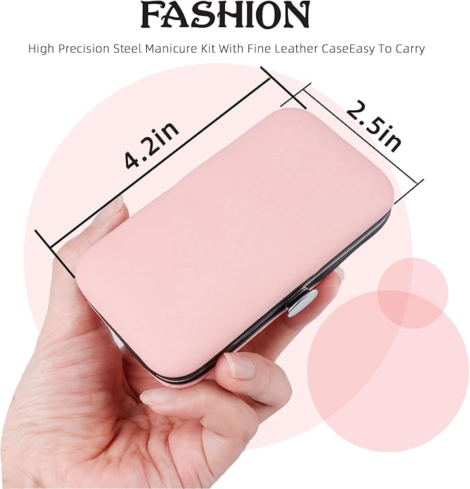 Manicure Set 8 in 1 Nail Clipper Set,RedFlow Nail Clippers,Fingernail & Toenail Clippers,Manicure Tools,Pedicure Tools,Suitable for Travel Manicure Kit,Nail Set Kit with Everything Profe (Pink)