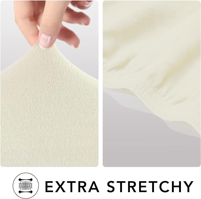 PureFit Super Stretch Sofa Slipcover – Spandex Non Slip Soft Couch Sofa Cover, Washable Furniture Protector with Non Skid Foam and Elastic Bottom for Kids, Pets （XX Large, Ivory）