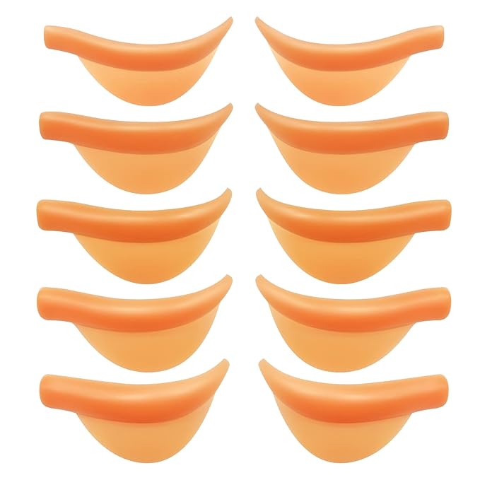 PERMANIA Silicone Curler Pad, 10Pcs/5sizes for Lash Perm Kit Reusable Soft C & D Curls Eyelash Lifting Rod Makeup Beauty Tool Lash Lift Pads (Orange)
