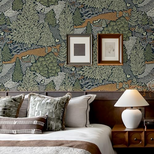 Peel and Stick Wallpaper for Home Decoration Kitchen Forest Treasure Hunt Wallpaper Removable Vinyl Self Adhesive Shelf Paper & Drawer Liner Roll House, Workshop & Office 17.3" x 118" SM-577-3