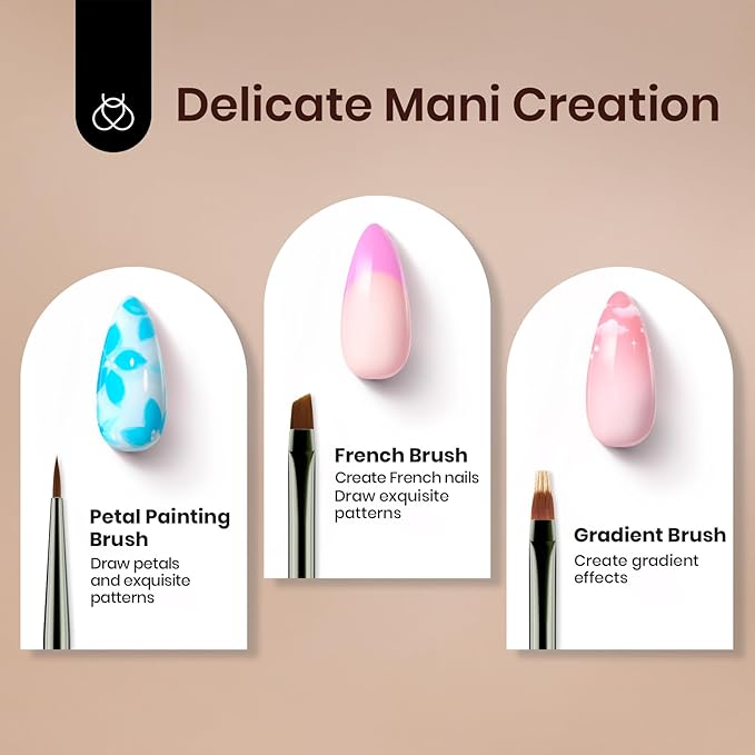 Beetles Gel Polish Nail Art Brushes, 6 Pcs Fingernail Art Design Pens, Nail Art Tools, Wood Alloy Handle Nail Brushes, Clean Up Liner French Set with Holder&Palette DIY Gift for Women