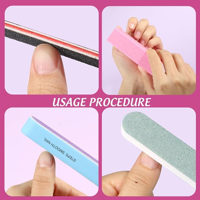 FANDAMEI Nail Files and Buffers, 20PCS Nail File Kit. Rectangular Nail Buffer Block & 100/180 Grit 7 Way Nail File & Polishing Buffer. Nail Prep Kit. Professional Manicure Nail Tools