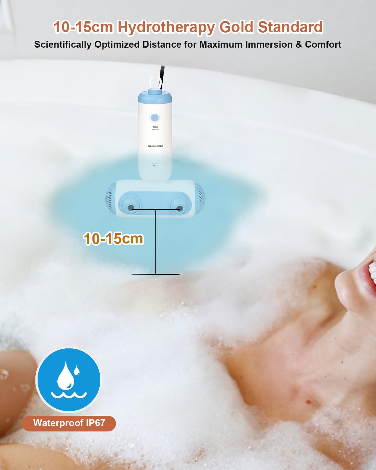 KokoSelene Bath Jets for Tub, Portable Bath Spa for Bathtub with Dual Hydro Jets, Bathtub Spa Machine Creates Soothing Bubbles for Daily Relax at Home Use (Blue)