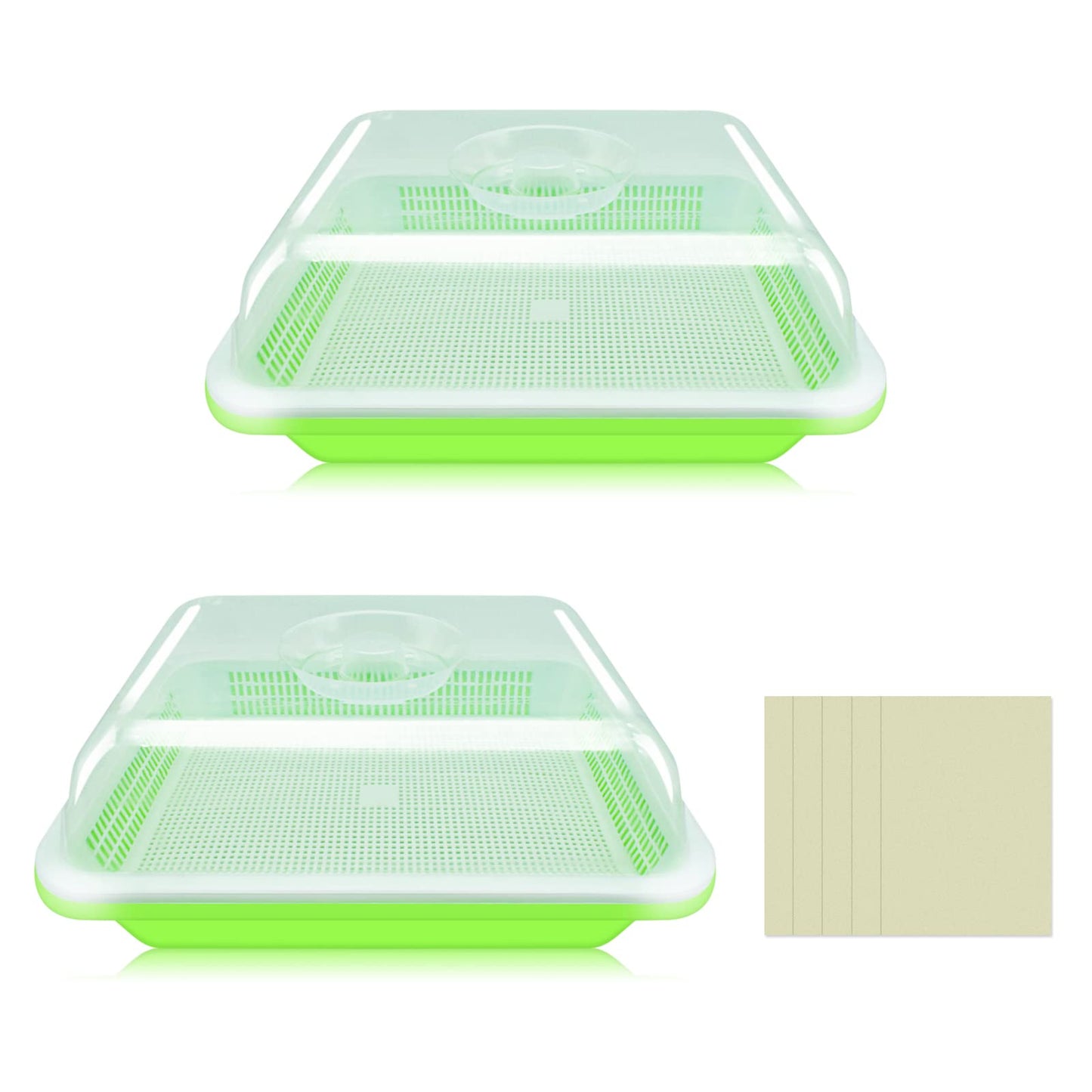 Legigo 2 Pack Seed Sprouter Trays with Lids- Soil-Free Cultivation Germination Tray, BPA Free Micro Greens Growing Trays Seed Sprouting Trays Kit with Germinating Paper for Wheatgrass, Beans and More