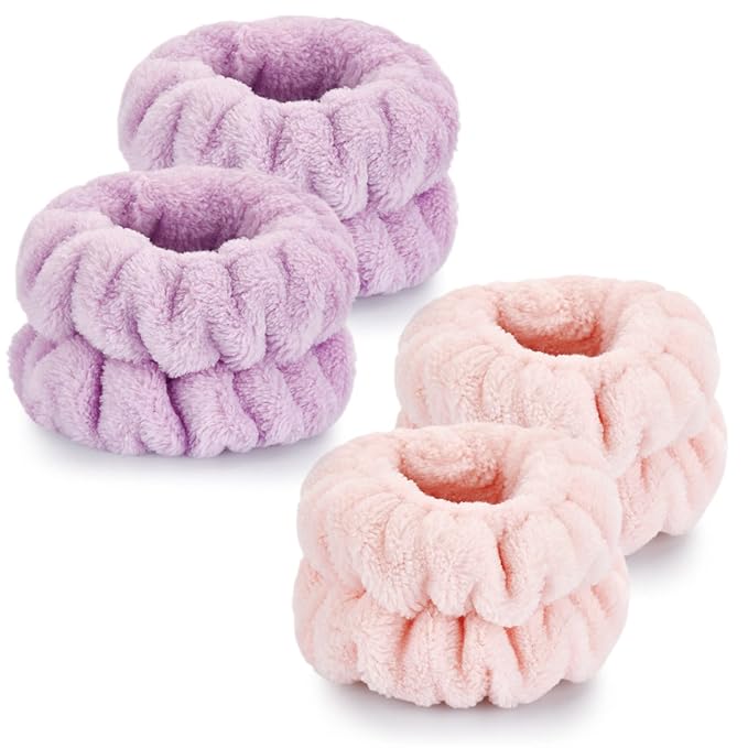 4 Pcs Wrist Bands for Washing Face-Dorbetar, Microfiber Wrist Towels for Washing Face, Spa Wristbands for Washing Face, Face Wash Wristbands, Arm Bands for Washing Face for Woman and Children