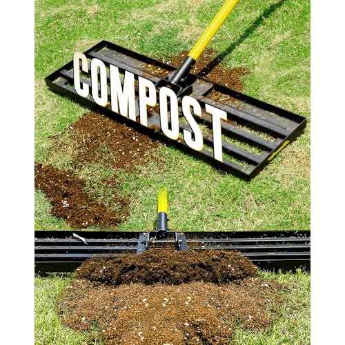 Lawn Leveling Rake, 30"x10" Heavy Duty Sand Leveling Tool with 7FT Long Handle, Steel Golf Rake for Soil, Compost, Gravel, Lawn Leveler for Yard, Garden, Golf Course, Landscaping Level Tool