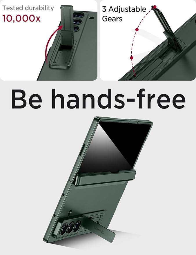 Miimall for Z Fold 7 Case with Privacy Screen Protector, [Military Grade Drop Protection] Built-in Adjustable Kickstand & Magnetic Hinge Protection Shockproof Phone Case for Galaxy Z Fold 7 5G Green