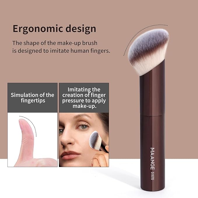 MAANGE 20 PCS Foundation Makeup Brush Set, Double-ended Kabuki Contour Brush for Liquid Powder Concealer Blending Blush Face Makeup Tools (Coffee)
