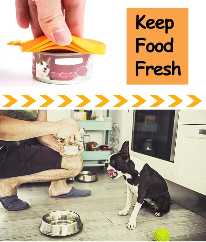 Comtim Pet Food Can Cover Silicone Can Lids for Dog and Cat Food(Universal Size,One fit 3 Standard Size Food Cans),Multi-colored