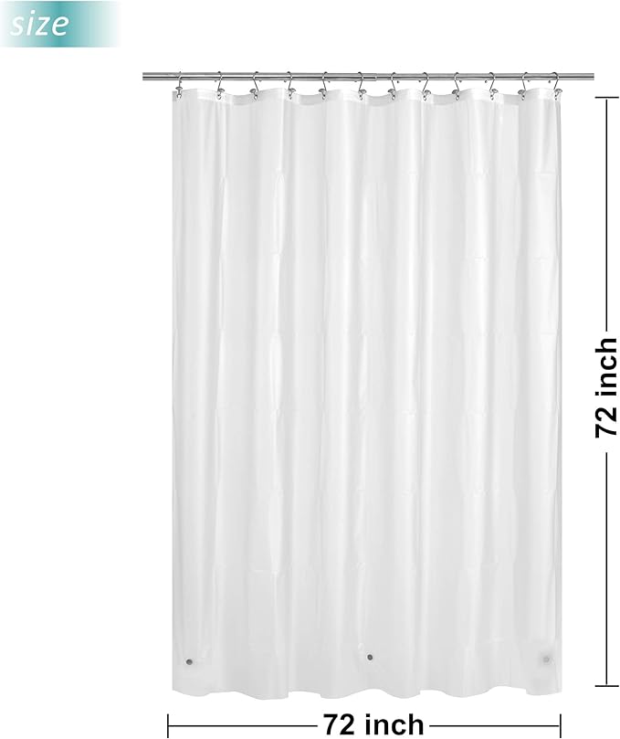 Mrs Awesome Shower Curtain Liner with Magnets, 72x72 Frosted PEVA Plastic Shower Curtain for Bathroom, Lightweight & Waterproof, 72 x 72, Frost