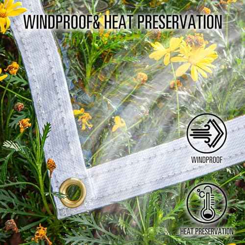 CARTMAN 8x10 Feet Clear Vinyl Tarp, Super Heavy Duty 20 Mil Transparent Waterproof PVC Tarpaulin with Brass Grommets - for Patio Enclosure, Camping, Outdoor Tent Cover, Porch Canopy