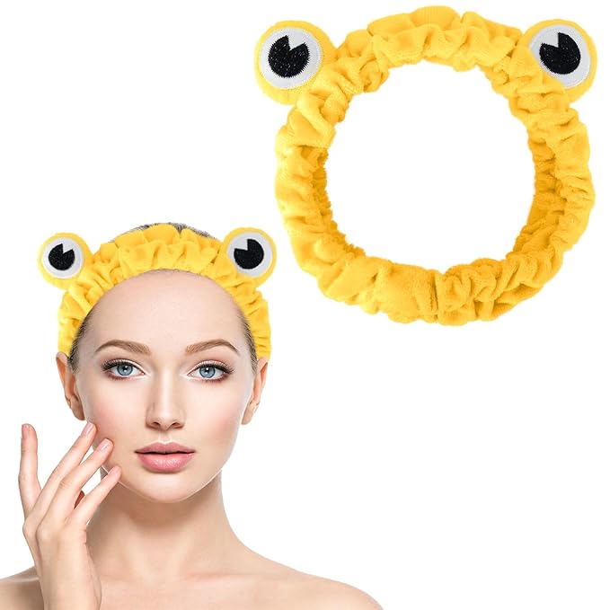 Jowmoy yellow Frog Eye Elastic Headband - Versatile for Spa, Skincare, Makeup, Face Wash, Fun Gift for Women (1 Pack)
