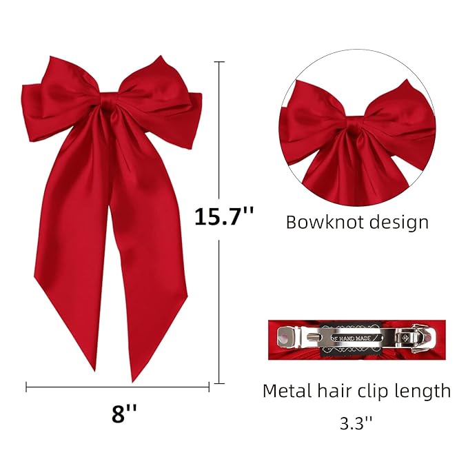 Hair Bows for Women Hair Ribbon Bow Hair Clips with Long Tails Vintage Hair Accessories for Women