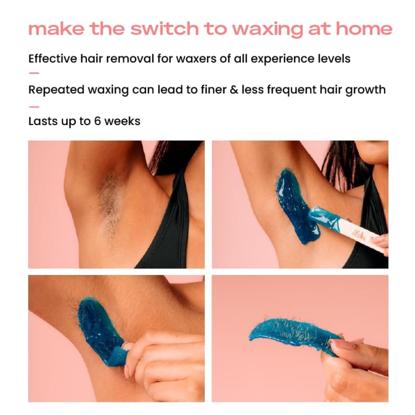 KoluaWax Premium Waxing Kit for Women - Beginner Friendly - Complete Wax Kit that includes 14oz of Wax Beads, Applicator, Pre and Post Care, Suitable for Sensitive Skin (Peach Fuzz)