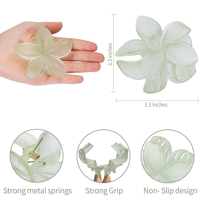 Flower Hair Clips for Women 6 Pcs Hawaiian Large Claw Clips Plumeria Medium Hair Claw Clips for Thick Thin Hair Hibiscus Tropical Beach Hair Accessories for Women Girls and Girls-Ice Cream