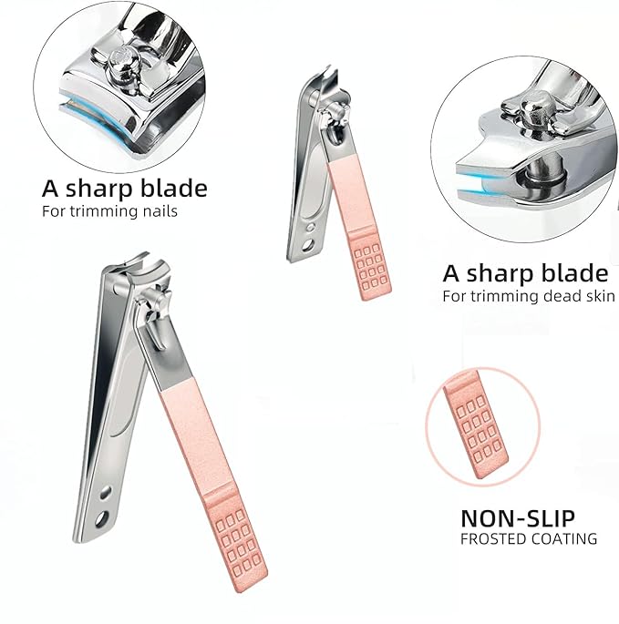 Manicure Set Women Men Nail Clipper Set Stainless Steel Toe Finger Nail Clippers Personal Care Tool with Case Travel Manicure Tool Nail Care Set Women Men Nail Grooming Kit Gifts for Mother Wife