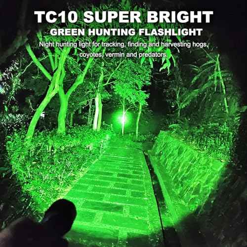 TC10 Hunting Light Kit,Green Lights 1312 Yards Hunting Flashlight High Power for Coyote,Predator, Varmint, Coon& Hog-Predator Light 1800 Lumens 1312 Yards