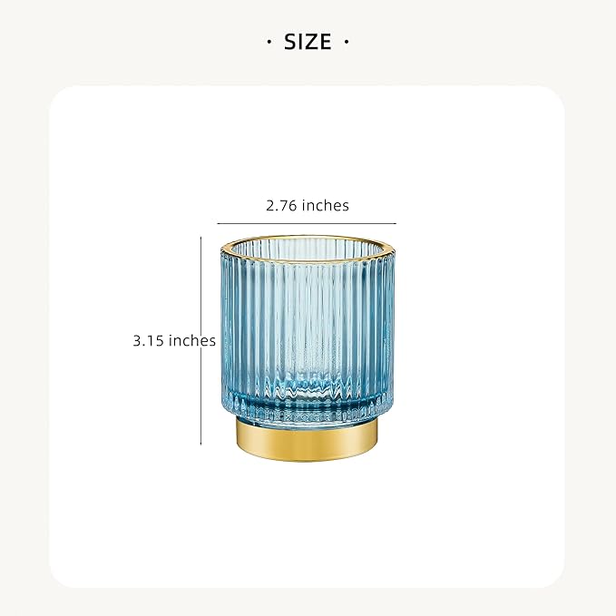 Makeup Brush Organizer, Toothbrush Holder, Desk Pen Pencil Holder, Multifunctional Vintage Glass Brush Cup (S/Blue/A3-13-US)