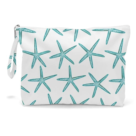 Fokongna Wet Dry Bag for Travel, Makeup, Swimsuit, Beach, Pool, Diapers, Yoga, Gym Clothes - Zipper Pouch for Women, Sister, Friends - Ocean Sea Shells Starfish Design