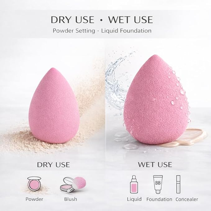 20 Pcs Makeup Sponges Set Beauty Blender Triangle Puffs Mini Sponge Spa Headband & Wristband Remover Pad Cosmetic Applicator for Powder Foundation Liquid Cream Multi - Functions Kit (Pink)