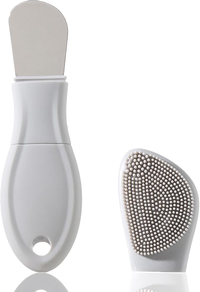 Multifunctional Face Washing Brushes,2 in 1 Pore Cleaning Brush & Blackhead Scraper,Pimple Extractor for Women Men,Face Scraper Skin Spatula,Pore Scrubber for Deep Cleansing.(Gray)