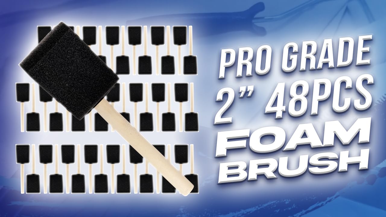 Pro Grade - Foam Brushes - 2 Inch - 48 Piece Poly Foam Brush Set
