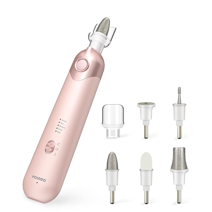 Professional Manicure Pedicure Kit, Electric Nail File Set, Cordless Electric Nail Drill Machine, 5 Speeds Hand Foot Care Tool for Nail Grind Trim Polish (Pink)