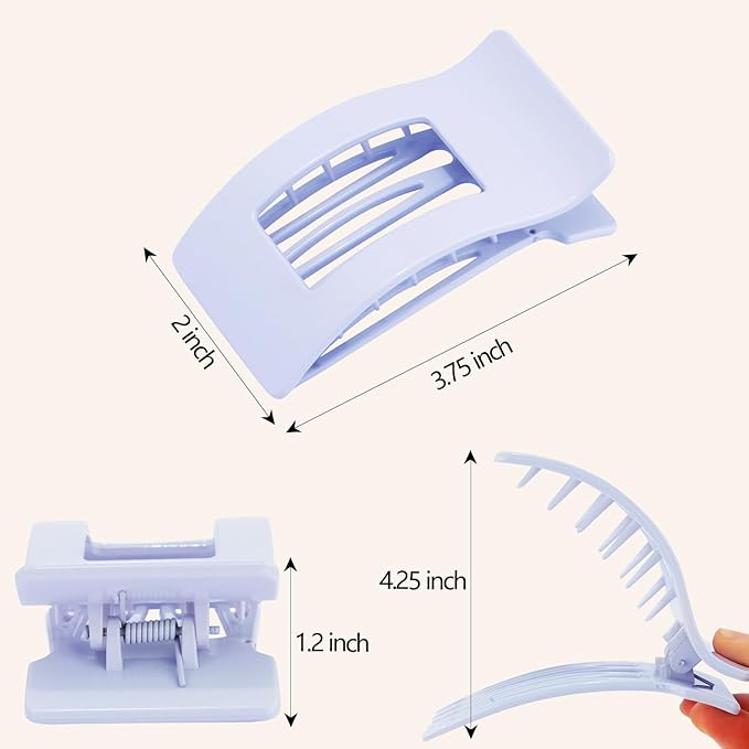 Velscrun Flat Hair Clips for Women Girls, Matte Lay Flat Claw Clips, Strong Hold Large Side Hair Clip All Hair Types, French Duck Billed Non Slip Grip Daily Styling Hair Jaw Claw Clip Navy Blue