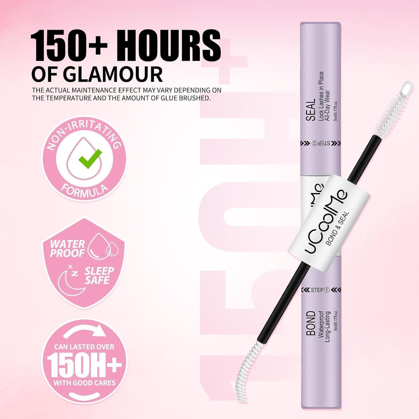 uCoolMe Lash Bond and Seal Waterproof 10ML for Lash Clusters 144Hours SuperStrong Long-Lasting Non-Irritating Eyelash Glue for DIY at Home(White,10ML)