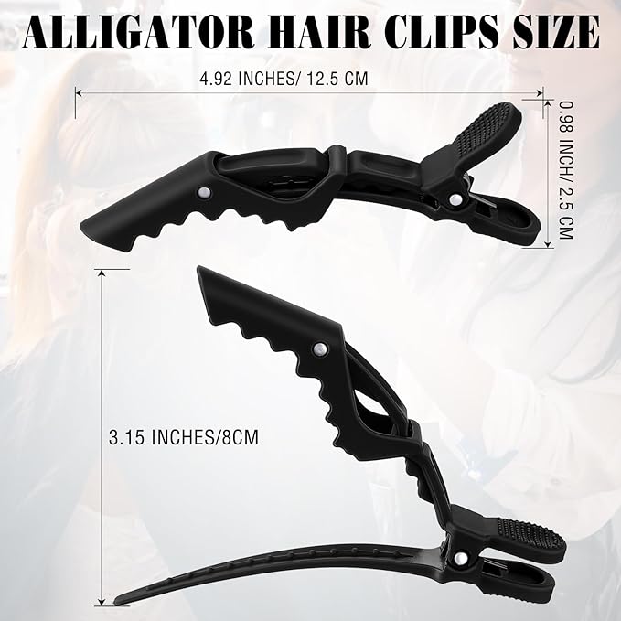 Havawish 12 Pcs Alligator Clips for Hair Styling Matte Alligator Crocodile Clips for Women Hair Sectioning(Black)