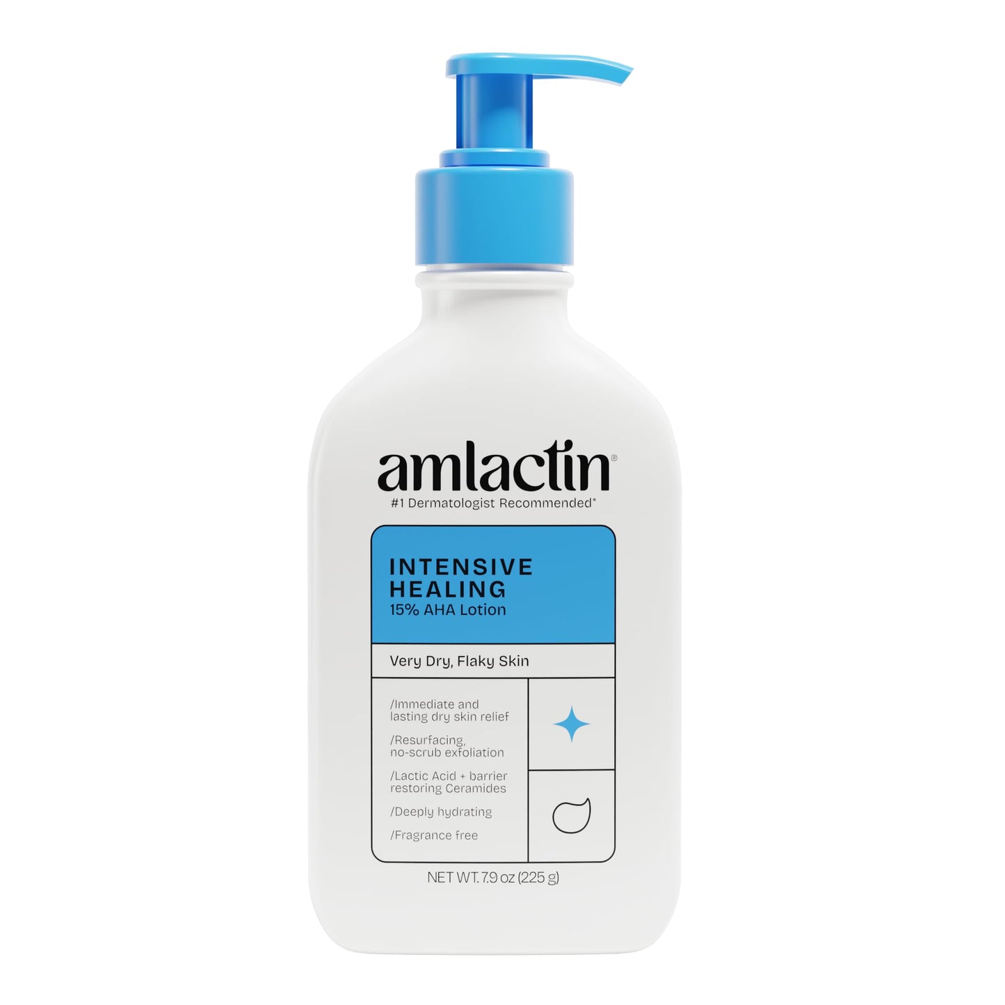 AmLactin Intensive Healing Body Lotion - Therapeutic Lotion for Extremely Dry Skin - No-Scrub Exfoliator and Moisturizer with 15% Lactic Acid AHA and Ceramides, 7.9 oz (Packaging May Vary)