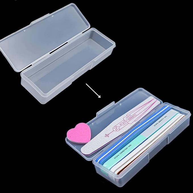 4 Pieces Plastic Storage Personal Box for Nail, Nail Implement Storage Box Organizer Case Manicure Tool Box for Nail Pedicure Supply Tools (clear)