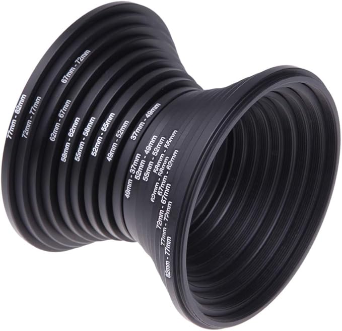Tookie 18Pcs Filter Ring Adapter Set, 37-82mm Metal Step Up/Down Rings Lens Adapter Filter Set Compatible with Digital SLR Camera
