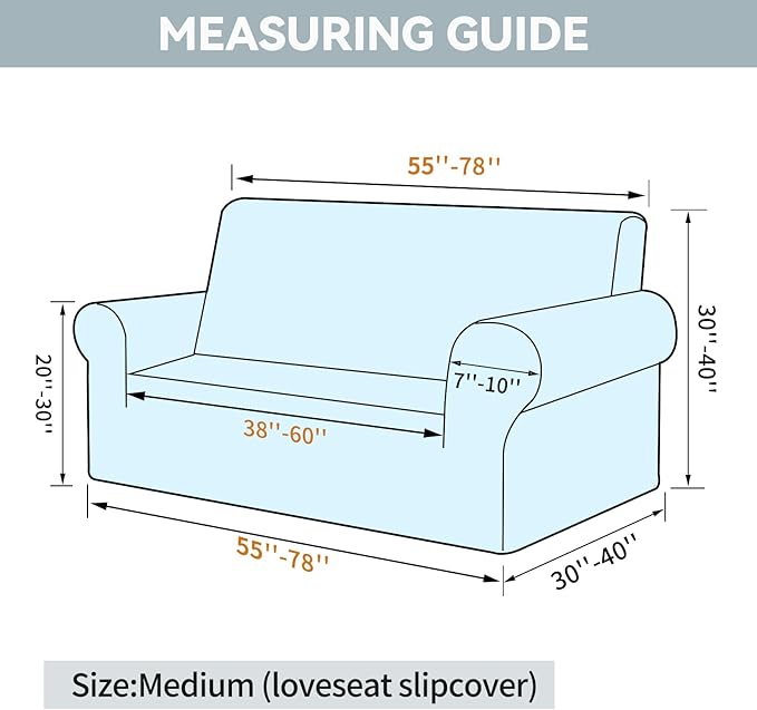 LURKA Stretch Loveseat Sofa Slipcovers 1 Piece Couch Covers for Sofa Furniture Protector Full Sofa Covers with Elastic Bottom for Kids and Dog (Medium, Black)