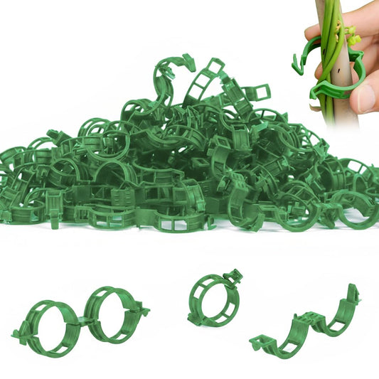 Dovciua 100PCS Plant Support Clips, Plastic Clips for Securing Plants, Plant Fixing Clips for Tomato Vine, Reusable Garden Clips for Climbing Plants, Grape, Vegetable Stems (100, Green)