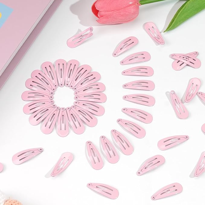 1Inch Pink Snap Hair Clips, 60Pcs Small Clips for Little Girls, Baby Infant 3cm Candy Color Hair Clips Barrettes for Toddlers Hair Accessories
