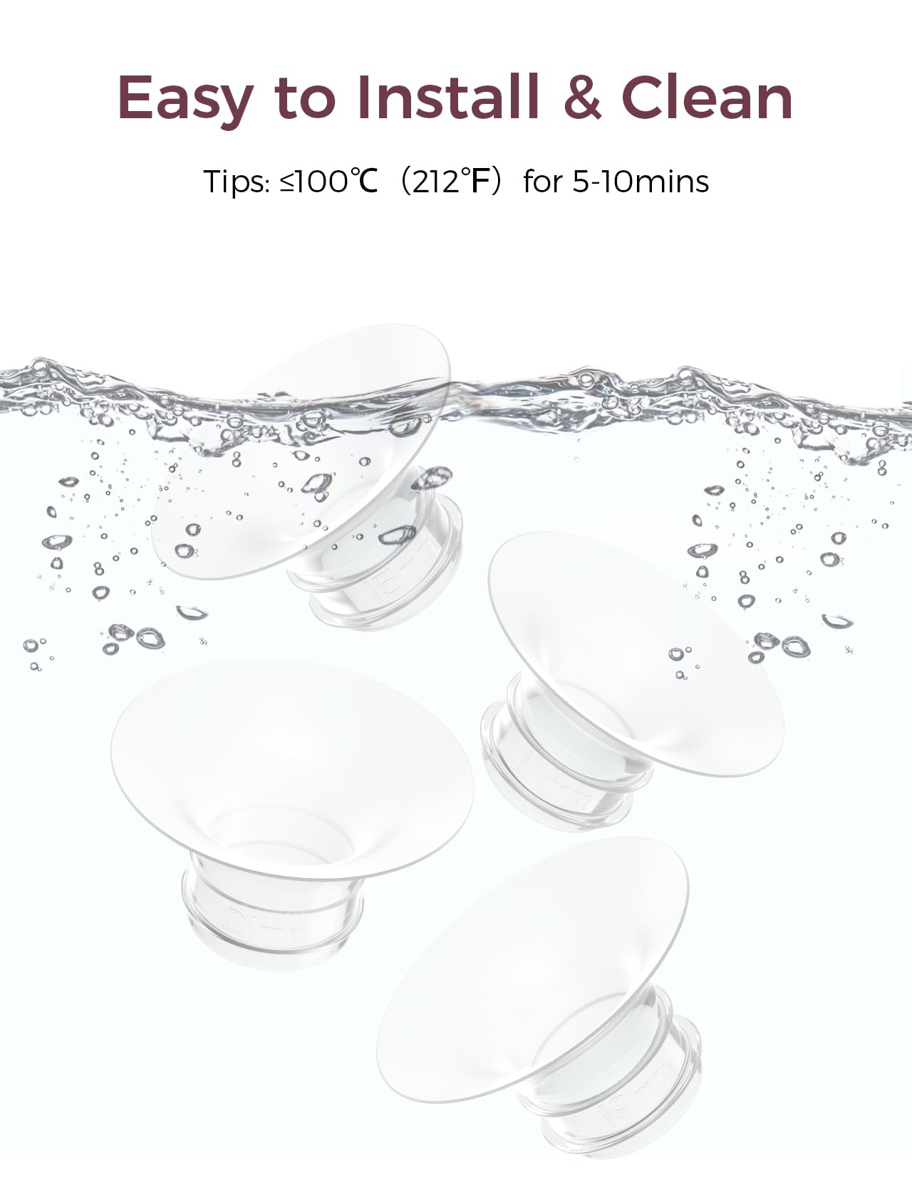 Momcozy M5| M6| M9 Original Replacement Accessories, Food-Grade Silicone & BPA Free, Original Breastfeeding Parts, Inserts 17mm, 4 Pack