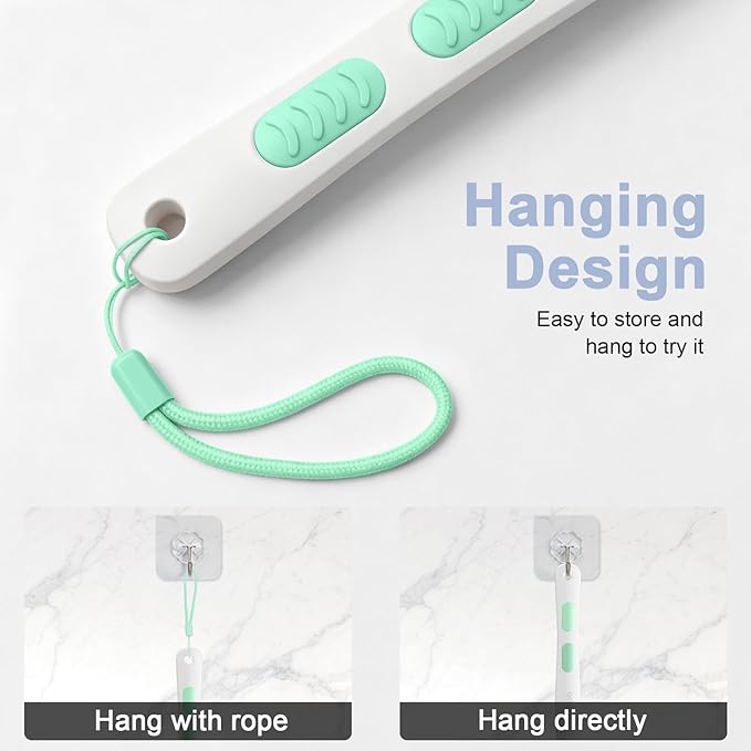 Back Scrubber for Shower with Long Handle, Exfoliating Bath Brush for Body - Double Sided Bristles (Stiff & Soft), Anti-Slip Grip, Lightweight - Gift for Seniors, Includes Lanyard & Hook,Green
