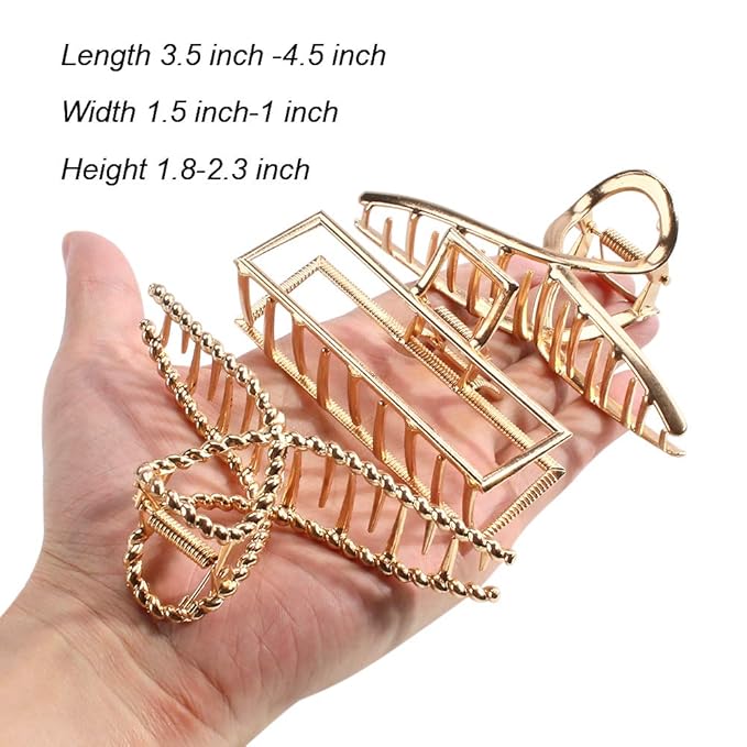 ANBALA Gold Hair Clips, Metal Large Claw Clips for Thick Hair Big Jaw Clips for Hair, Butterfly Hair Clips Hair Accessories for Women