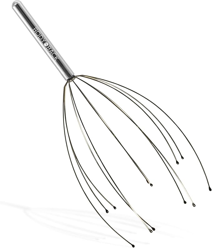 Body Back Scalp Massager, Head Scratcher, Manual Head Massager for Stress Relief, Relaxing Scalp Scratcher, Tingler for Gentle Hair Stimulation (Silver)