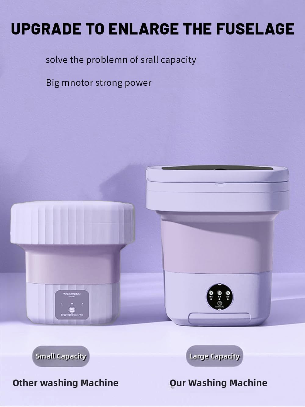 Portable washing machine,Mini Washer, 9L upgraded large capacity foldable Washer.Deep cleaning of underwear, baby clothes and other small clothes.Suitable for apartments, dormitories, hotels.(Purple)